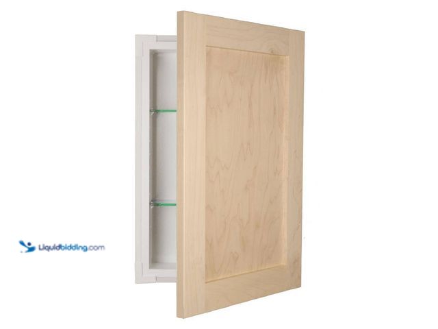 Lot 49-5408376 - WG Wood Products Fieldstone Shaker Style Frameless 15.5 in. W x 17.5 in. H Unfinished Clear Recessed...