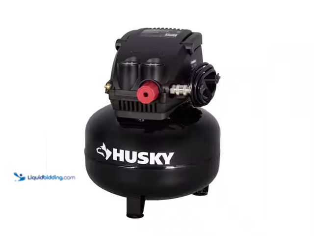 Lot 49-1557394 - Husky 3 Gal. 120 PSI Portable Electric Oil-Free Light Duty Pancake Air Compressor with Fold Down Han...