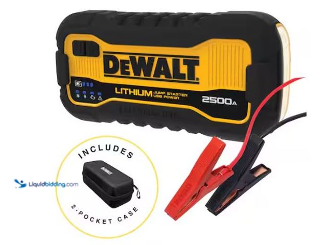 Lot 49-1614368 - DEWALT 2500 Peak Amp Lithium Jump Starter with USB Power Bank and Carrying Case Model # DXAELJ25C, U...