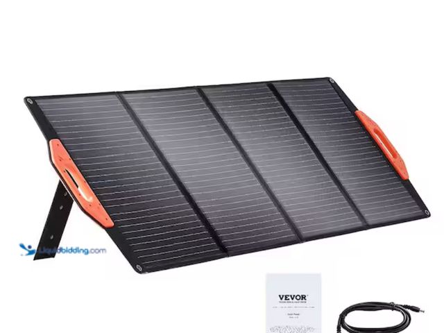 Lot 49-2000045 - VEVOR 120-Watt Portable Monocrystalline Solar Panel IP67 ETFE Solar Charger with Type C USB Port for...