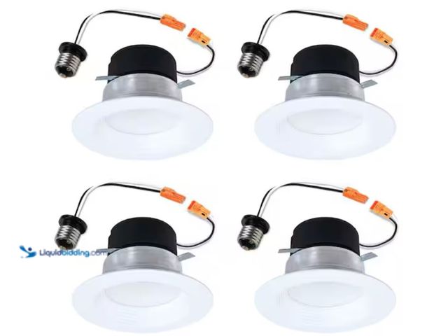 Lot 49-2020563 - . HALO 4-pack LT 4 in. Selectable 5CCT IC Rated Indoor Integrated LED Recessed Light w/ Baffle Trim,...
