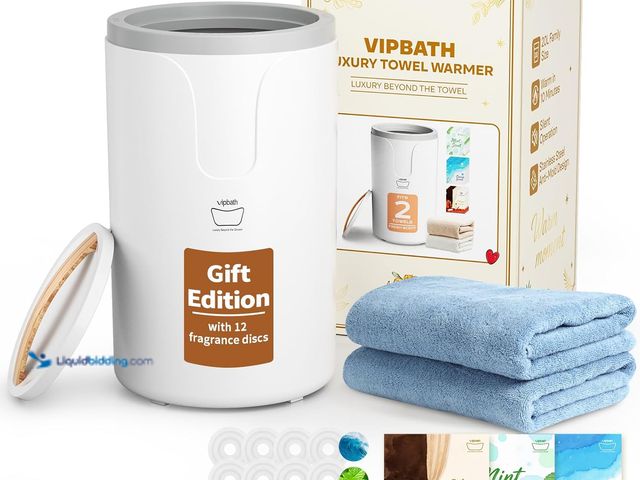 Lot 49-5487418 - 20L Luxury Towel Warmer Gift-Ready Box, Dual Heat, 30/60/90 Min Presets, Stainless Steel Interior, T...