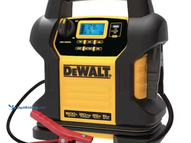 Lot 49-2005880 - DEWALT 1600-Peak Amp Portable Jump Starter with Digital Compressor and USB Power Bank, Model # DXAEJ...