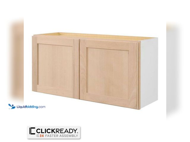 Lot 49-5445912 - Hampton Bay 36 in. W x 12 in. D x 18 in. H Ready to Assemble Wall Bridge Kitchen Cabinet in Unfinish...