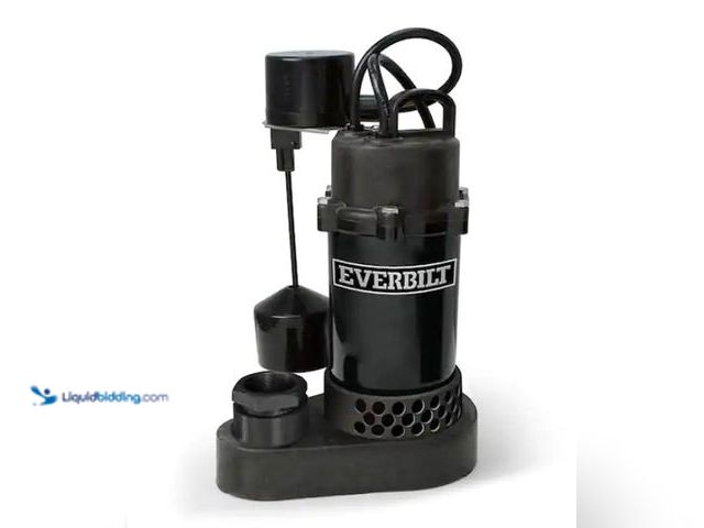 Lot 49-1550476 - Everbilt 1/4 HP Aluminum Submersible Sump Pump Vertical Switch, Model # HDSP25V, Slightly used, Powe...