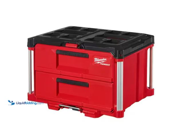 Lot 49-1571134 - Milwaukee PACKOUT 22 in. 2-Drawer Tool Box with Metal Reinforced Corners, Model # 48-22-8442, Unused...