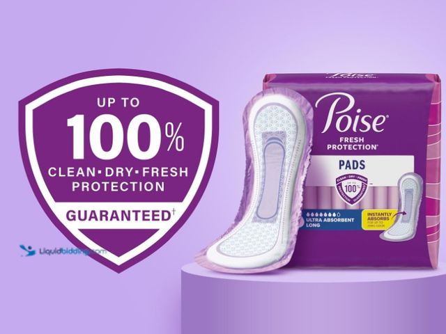 Lot 49-5552489 - Poise Incontinence & Postpartum Pads for Bladder Leaks, 7 Drop Ultra Absorbency, Long Length, 78 Cou...