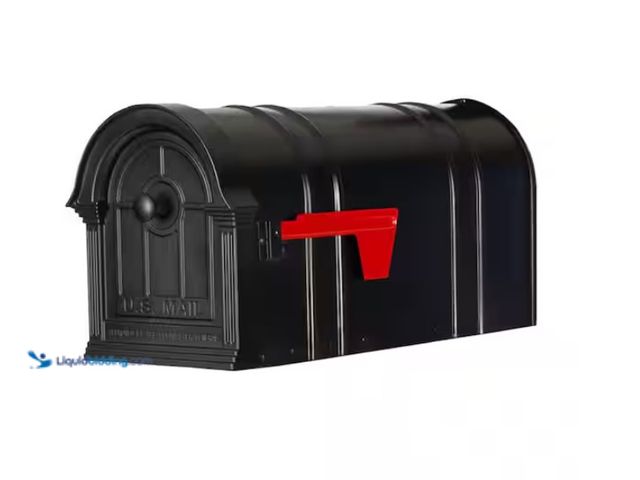 Lot 49-3471646 - Postal PRO Manchester Black Steel and Aluminum Post Mount Mailbox, Model # PP151SBL, Unused, Scuffs ...