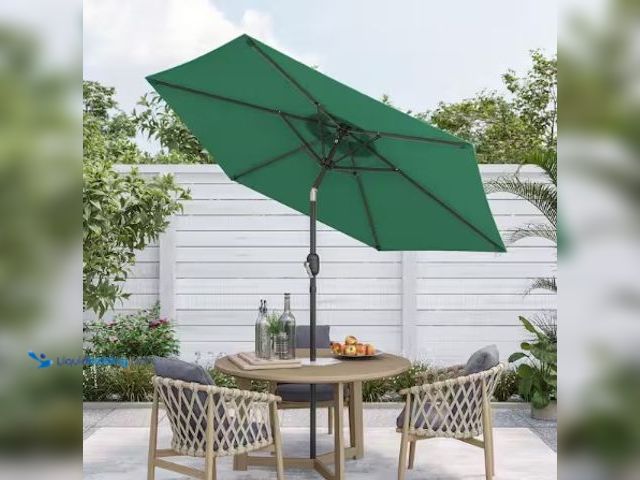 Lot 49-2025488 - Sonkuki 7.5 ft. Patio Market Crank and Tilt Umbrellas, Table Umbrellas, UV-Resistant Canopy in Dark ...