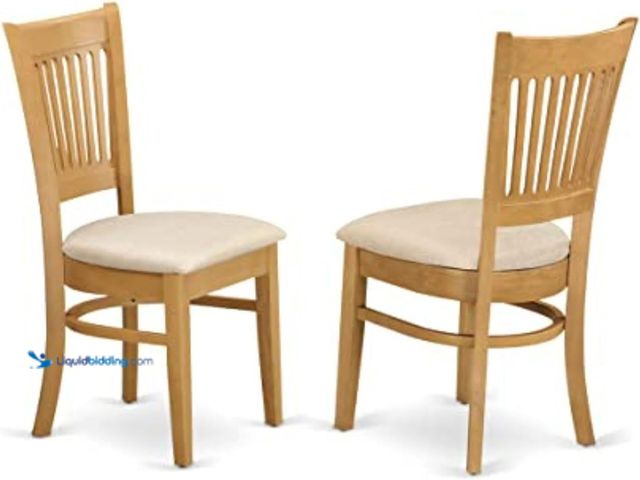 Lot 49-5459501 - East West Furniture VAC-OAK-C Vancouver Dining Chairs - Linen Fabric Upholstered Wood Chairs, Set of...