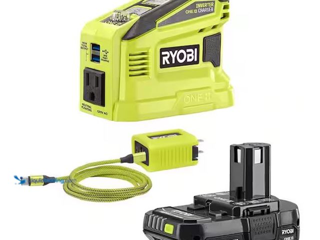 Lot 49-1556653 - RYOBI 18V ONE+ 150-Watt Portable Battery Inverter Power Source and Charger for 18V ONE+ Batteries wi...