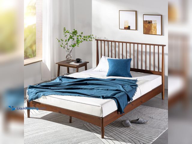 Lot 49-3531841 - King Size - ZINUS Linda Mid Century Wood Platform Bed Frame, Solid Wood Foundation, Wood Slat Suppor...