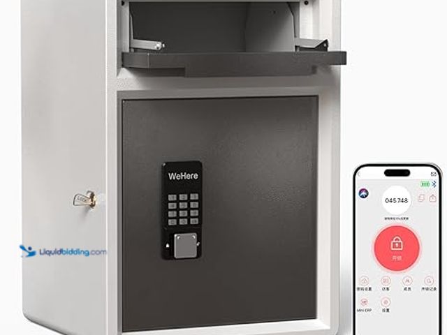 Lot 49-5423022 - WeHere Drop Safe (2.5 Cu.Ft) with Smart Keypad Lock, Anti-Fishing Depository Box for Money, Heavy Du...