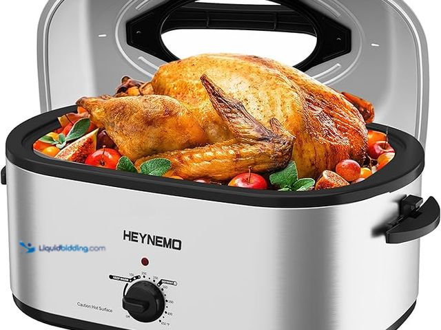 Lot 49-1521129 - 26 Quart Electric Roaster Oven with Visible & Self-Basting Lid, Large Turkey Roaster with Defrost Wa...