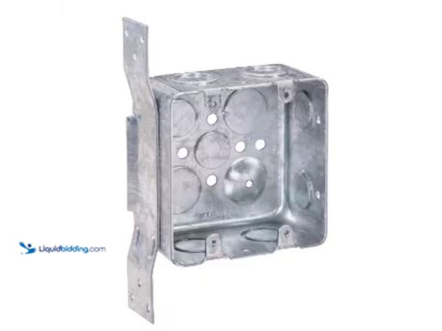 Lot 49-2001550 - Lot of (12) Southwire 4 in. W x 2-1/8 in. D Steel Metallic 2-Gang Square Switch Box, Five 1/2 in. KO...