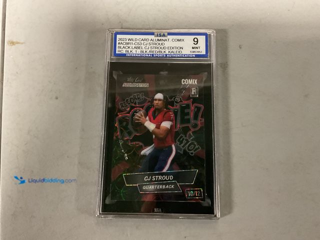Lot 49-1505969 - WOW GRADED CARD 2023 WILD CARD ALUMINATE CJ STROUD ROOKIE COMIX BLACK LABEL 10/12 ISA 9 MINT AMAZING...