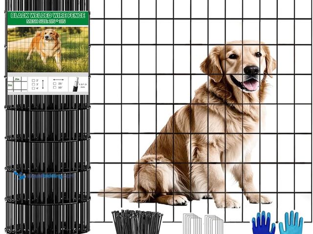 Lot 49-3513446 - Welded Wire Fence 24inch x 50ft, Black PVC Coated Garden Fencing, 2 inch x 3inch 16Gauge Chicken Wir...