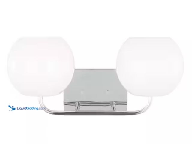 Lot 49-1631337 - Generation Lighting Rory Medium 18 in. 2-Light Chrome Bathroom Vanity Light with Opal Glass Shades, ...