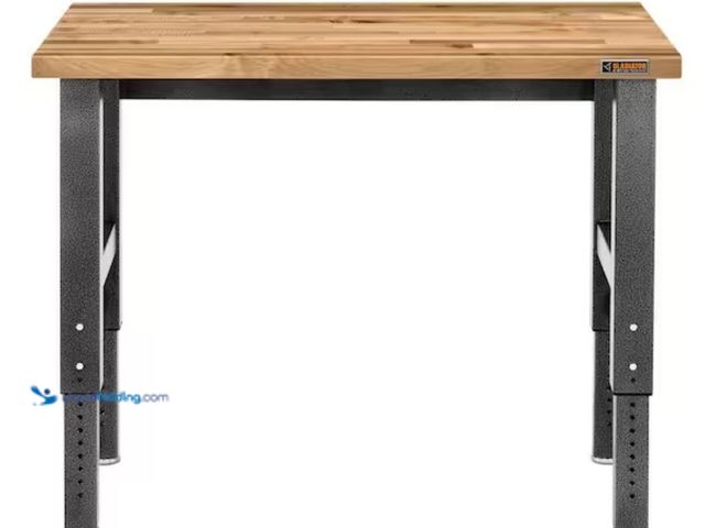 Lot 49-1623600 - Gladiator 4 ft. Adjustable Height Birch Top Workbench, Model # GAWB04HWEG03, Unused, Has attachments...