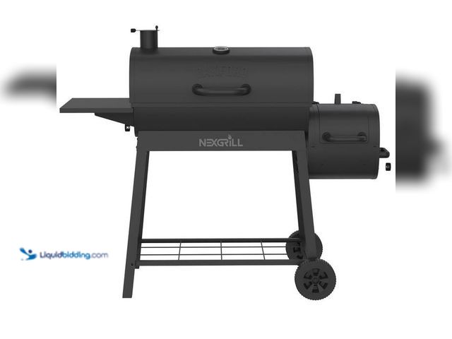 Lot 49-2000658 - Nexgrill Oakford Outpost 29-Offset Smoker Charcoal Grill in Black, Model # 810-0175, unused, attachm...