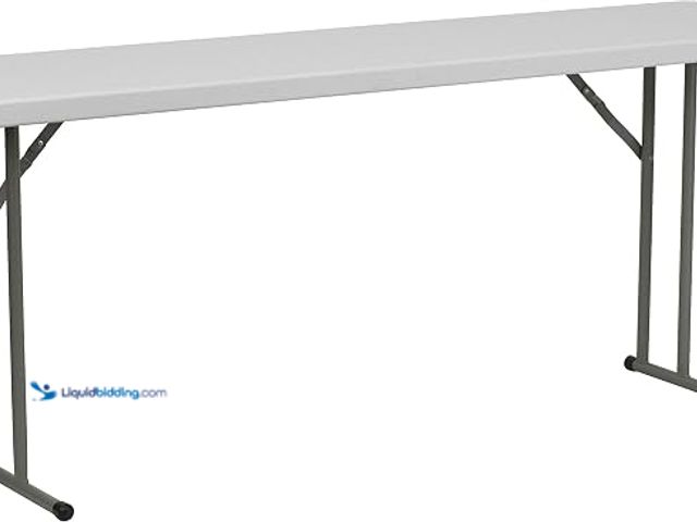 Lot 49-1630836 - Flash Furniture 6-Foot Granite White Training Table with Foldable Legs (72"W x 18"D x 29"H), Model #...