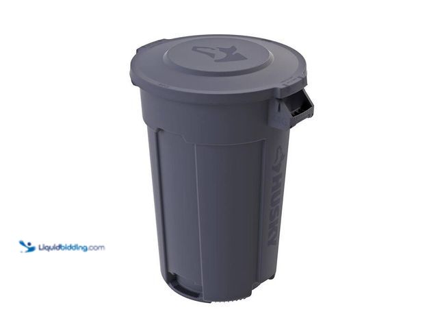 Lot 49-2000776 - Husky 44 gal. Grey Heavy Duty Commercial Outdoor Trash Can with Domed Lid, Model # 999-2544, has att...