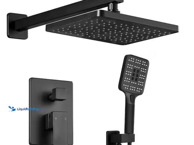 Lot 49-1519013 - ELLO&ALLO 2-Handle 2- -Spray of Rain Shower Faucet and HandShower Combo Kit with Rectangle Shower He...