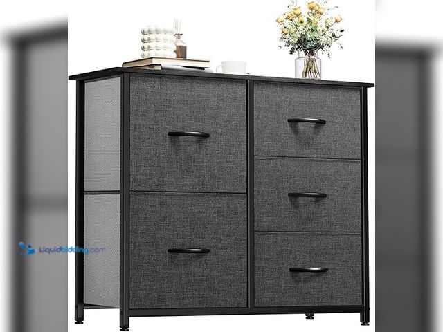 Lot 49-3531694 - YITAHOME Dresser for Bedroom with 5 Drawers, Wide Bedroom Fabric Dresser with Storage Bins, Clothes ...