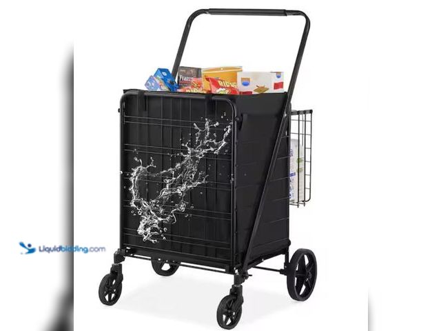 Lot 49-2001016 - VEVOR Folding Shopping Cart with Removable Waterproof Liner, 330 lbs. Large Capacity Jumbo Grocery C...