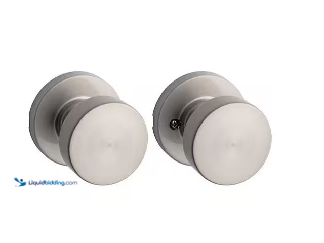 Lot 49-1566775 - lot of (2) Kwikset Pismo Round Satin Nickel Hall/Closet Door Knob Featuring Microband Antimicrobial ...