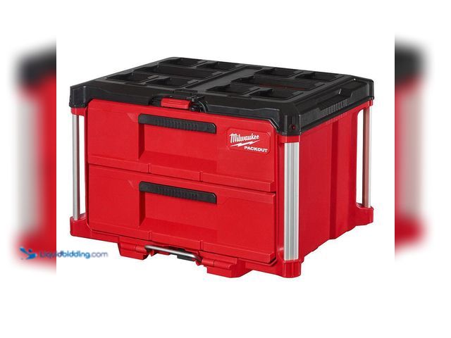 Lot 49-3566045 - Milwaukee
PACKOUT 22 in. 2-Drawer Tool Box with Metal Reinforced Corners. Model # 48-22-8442. Unuse...