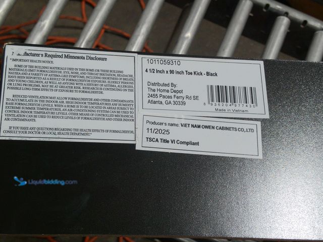 Lot 49-2024863 - Hampton Bay Avondale/Leyton 90 in. W x 4.5 in. H Toe Kick in Raven Black. Model # TK-H. MSRP $ 52. U...
