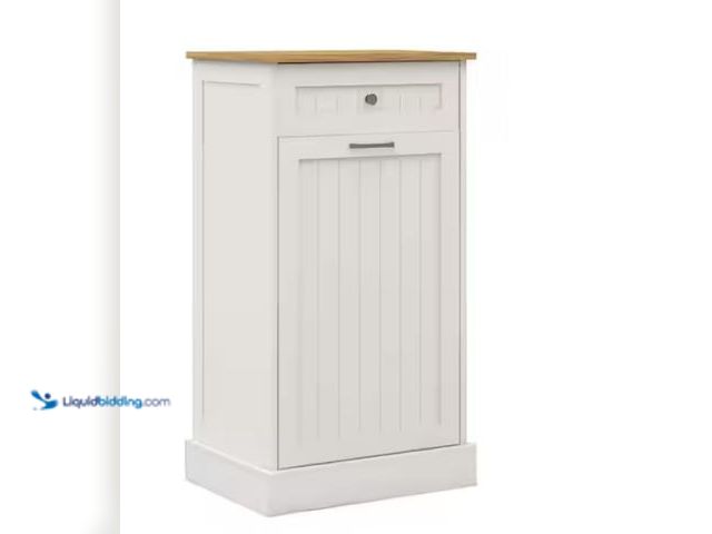Lot 49-2006271 - IDEAGLE 19.69 in. W x 13.78 in. D x 35.43 in. H in White MDF Assemble Trash Cabinet Kitchen Cabinet ...