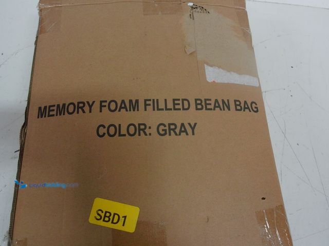 Lot 49-3432154 - Memory Foam Filled Bean Bag Chair, Gray, New.  Ref#CRS0114