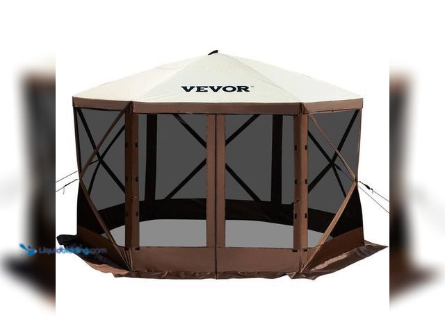 Lot 49-2021642 - VEVOR Camping Gazebo Tent 12 ft. x 12 ft. 6 Sized Pop-Up Canopy Screen Shelter Tent with Mesh Window...