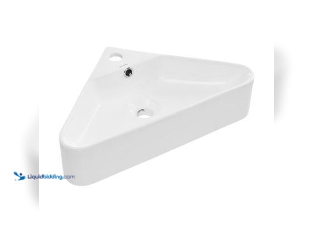 Lot 49-5572035 - Swiss Madison St. Tropez 22 in. Ceramic Corner Vessel Wall Mounted Bathroom Sink in White. Model # S...