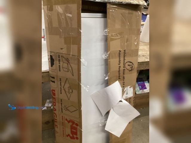 Lot 49-5555408 - Wall Mounted Whiteboard, Unused with hardware and attachments, box damaged.