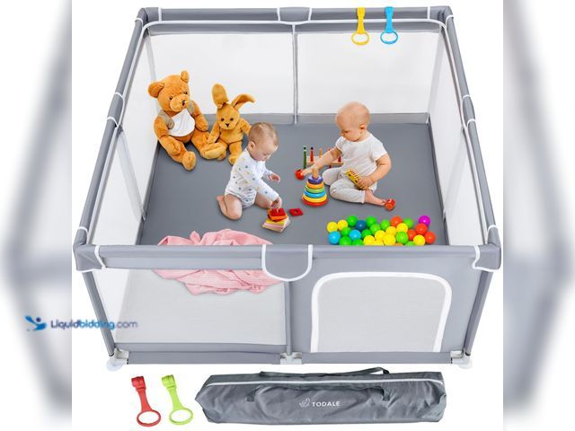 Lot 49-5408676 - Todale 50”×50” Baby Playpen - Safe Infant & Toddler Gate for Crib - Portable Floor Yard with Anti-Sl...