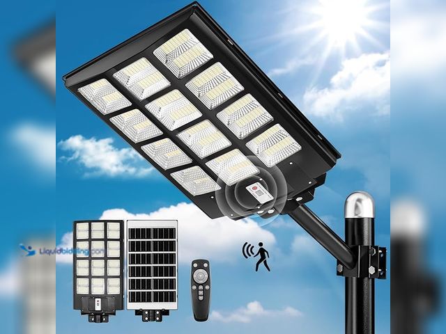 Lot 49-1518421 - Klaimbmo Solar Street Lights Outdoor: 500000LM Waterproof Street Lights Solar Powered with Remote, 5...