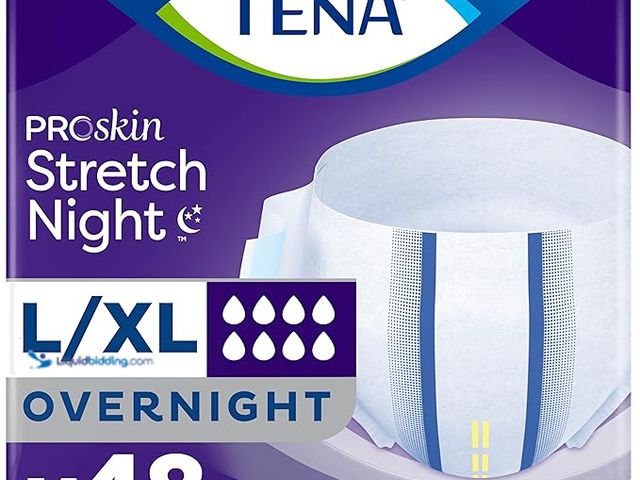 Lot 49-1568614 - Tena ProSkin Overnight Incontinence Adult Diaper for Women & Men, Stretch Brief, Large/Extra Large, ...