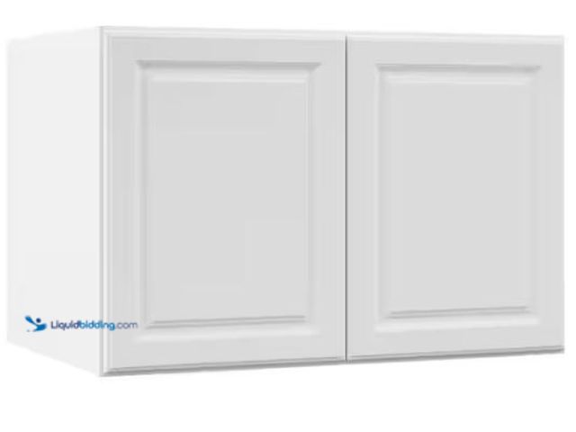 Lot 49-1577102 - Hampton Bay Hampton 36 in. W x 24 in. D x 24 in. H Assembled Deep Wall Bridge Cabinet in Satin White...