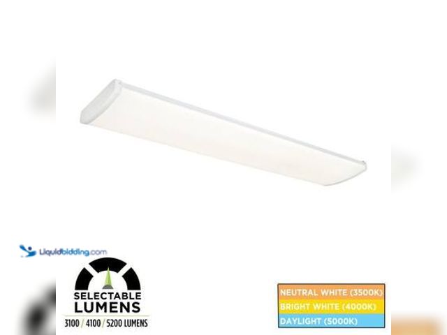 Lot 49-3563929 - Commercial Electric 4 ft. x 10 in. 3100/4100/5200 Lumen LED White Commercial Wraparound Light, Selec...