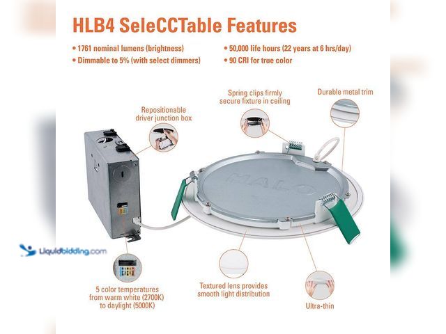 Lot 49-3614949 - HALO 8" Adjustable CCT Canless IC Rated Dimmable Indoor, Outdoor Integrated LED Recessed Light Kit -...