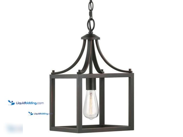 Lot 49-5581521 - Hampton Bay Boswell Quarter 9-1/2 in. 1-Light Distressed Black Farmhouse Mini-Pendant Kitchen Light....