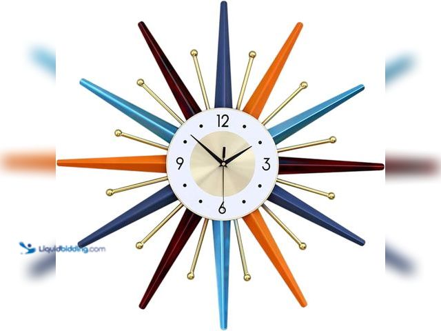 Lot 49-5405764 - Large Wall Clock 22 Inch Modern Wall Clock Starburst Mid-Century Modern Decor Non-Ticking Battery Op...