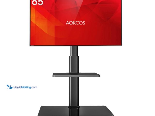 Lot 49-3430552 - AOKCOS Floor TV Stand with 60-Degree Swivel, TV Floor Stand for 32-65 inch TVs up to 88lbs with Tilt...