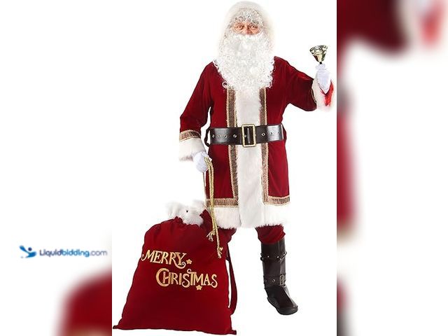 Lot 49-1546234 - Opemon Sz. XL Santa Claus Costume for Men Adults Deluxe Santa Suit 10PCS Professional Red Christmas ...