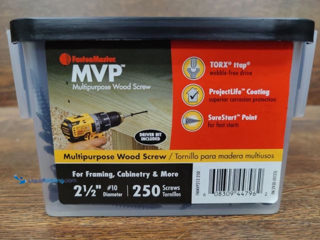 Lot 49-5555237 - 2-1/2 in. Torx TTAP Drive Suresink Flat Head MVP Multi-Purpose Wood Screw (250-Piece) Unused