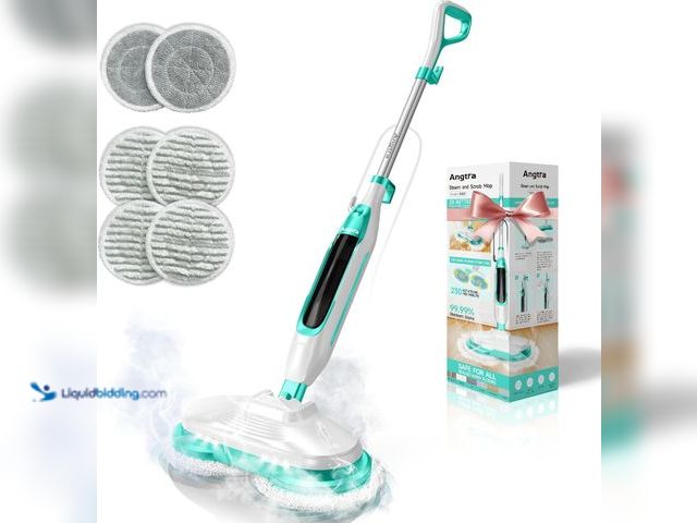 Lot 49-5435616 - Scrubbing Steam Mop with Rotating Mop Pads, All-in-One Hard Floor Cleaner with LED Headlights, Steam...