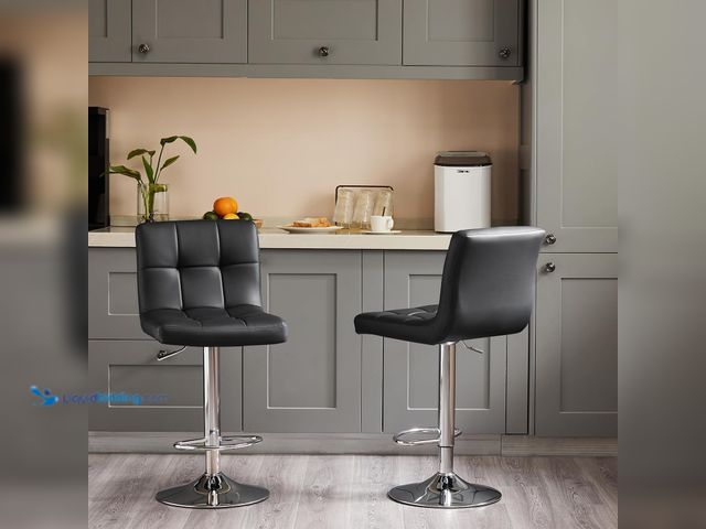 Lot 49-5544209 - DUMOS Bar Stools Set of 2, 24 inch Counter Height Bar Chairs, Upholstered Modern Kitchen Barstools w...